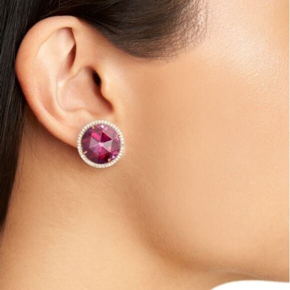 Kate Spade New York She Has Spark Goldtone Fuschia Red Crystal Stud Earrings - Picture 5 of 7